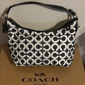 Coach Black and White Circle Pattern Shoulder Bag